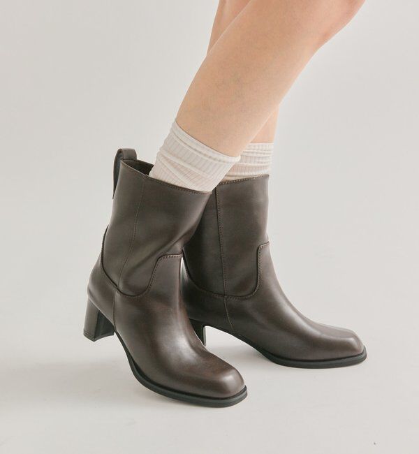  「ヒールミドルブーツ」|ロングブーツ|ブラウン