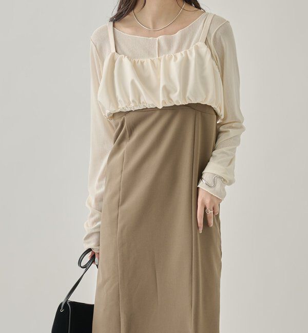  「ギャザービスチェSETワンピース」|ワンピース|