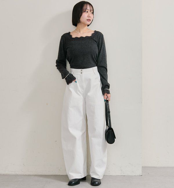  「スクエアネックレースロンT」|Tシャツ・カットソー|