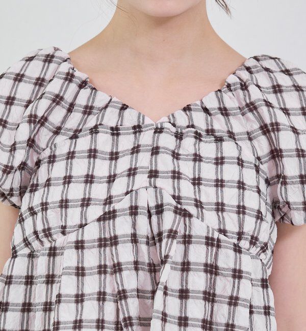  「チェックパフブラウス」|シャツ・ブラウス|