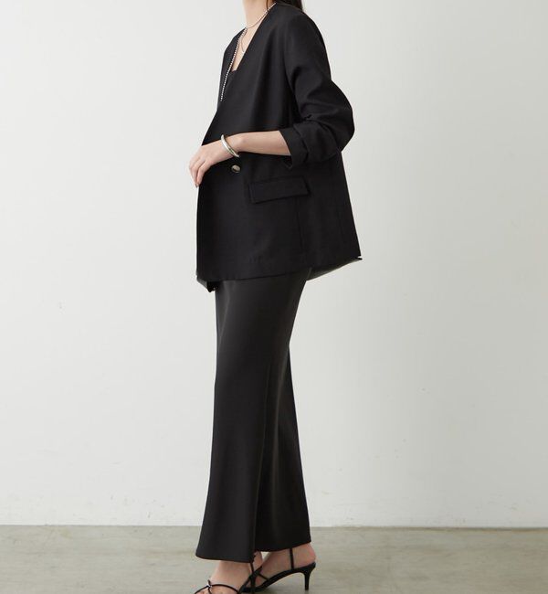  「麻調合繊ノーカラージャケット」|テーラードジャケット|