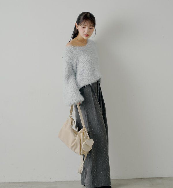  「タイ付きメランジルーズニット」|ニット・セーター|