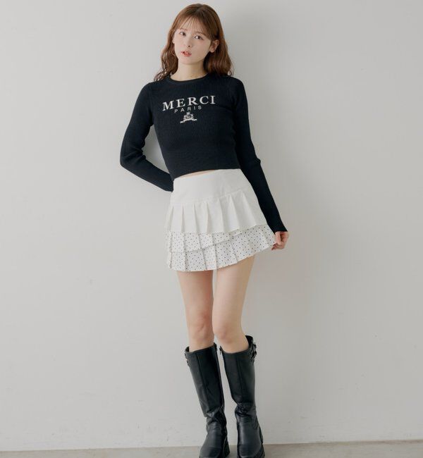  「【5色展開】ロゴ刺繍リブニット」|ニット・セーター|