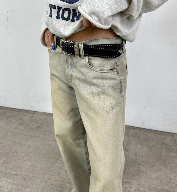  「【SLOPPY/スロッピー】ラインストーンローライズデニム」|デニム|