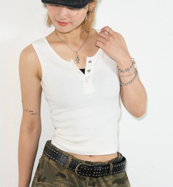  「リングドットタンクトップ」|キャミソール|ホワイト