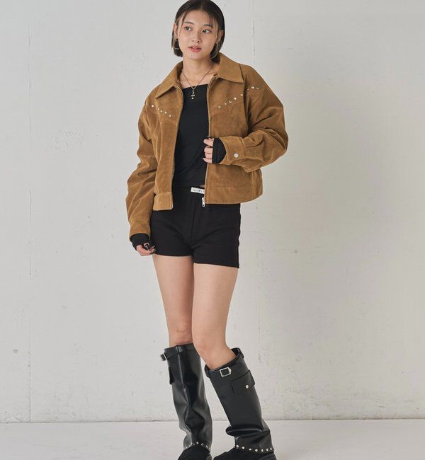  「ボアカラースタッズスウェードブルゾン」|ブルゾン・スタジャン|