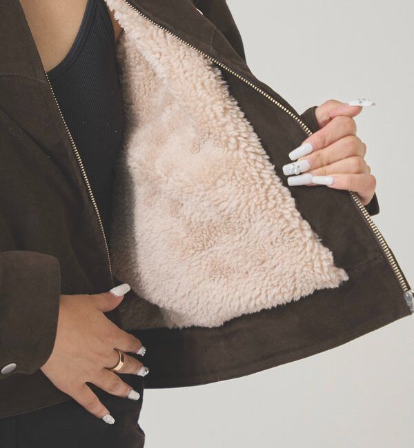  「ボアカラースタッズスウェードブルゾン」|ブルゾン・スタジャン|