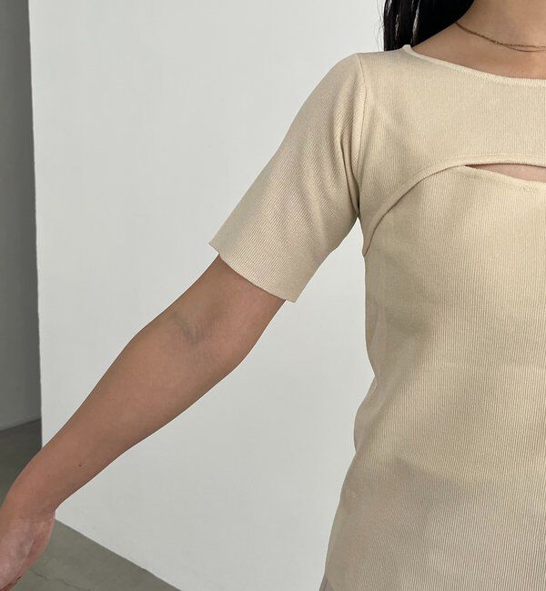  「クロスレイヤード半袖ニット」|ニット・セーター|