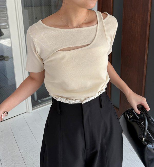  「クロスレイヤード半袖ニット」|ニット・セーター|