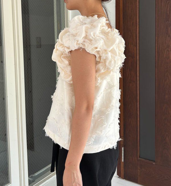  「【SNSで話題！/オケージョンにも◎】ジャガードパフショルダートップス」|シャツ・ブラウス|
