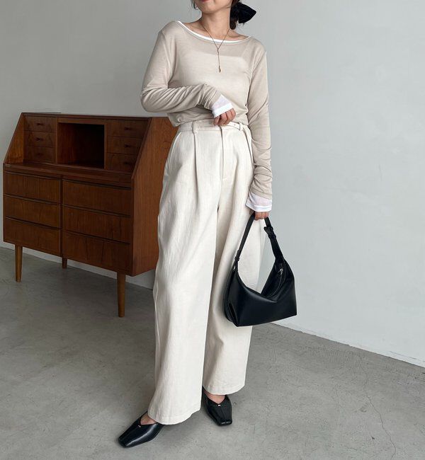  「【前後2WAY】2WAYボートネックシアーロンT」|Tシャツ・カットソー|