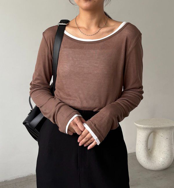  「【前後2WAY】2WAYボートネックシアーロンT」|Tシャツ・カットソー|