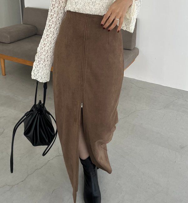  「スエードジップスカート」|スカート|