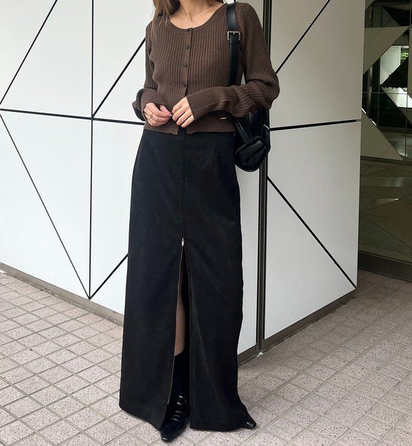  「【新色/オフホワイト】【前後2WAY】カーブスリーブリブニット」|カーディガン|