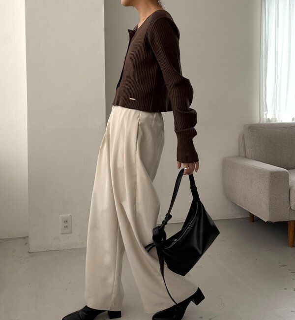  「【新色/オフホワイト】【前後2WAY】カーブスリーブリブニット」|カーディガン|