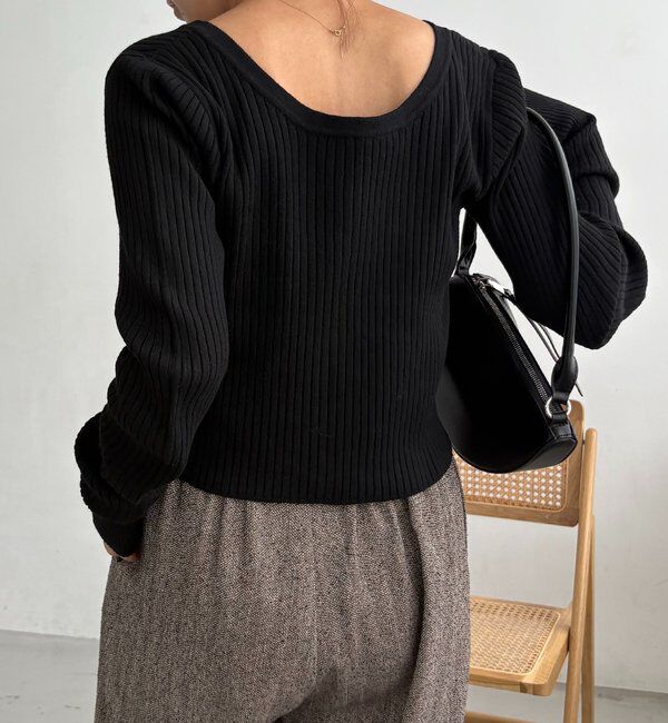  「【新色/オフホワイト】【前後2WAY】カーブスリーブリブニット」|カーディガン|