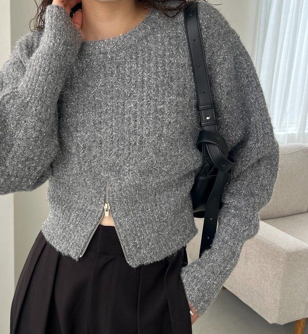  「裾ジップラメプルオーバー」|ニット・セーター|