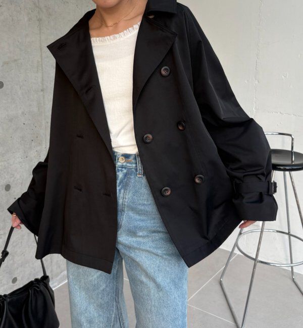  「【サイズ展開あり】バックギャザーコート」|その他|ブラック
