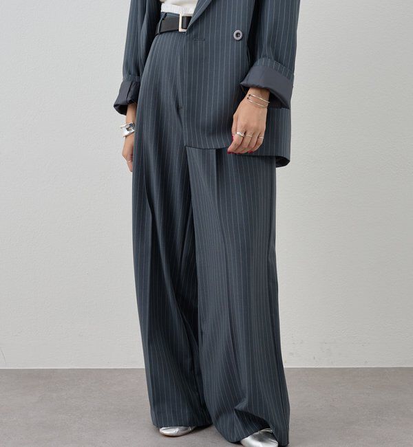  「ストライプウエストデザインパンツ」|チノ|