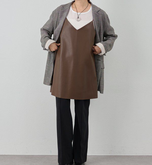  「《レイヤードにも◎》レザーチュニックキャミ」|シャツ・ブラウス|