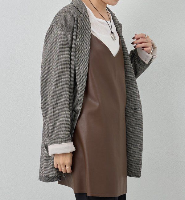  「《レイヤードにも◎》レザーチュニックキャミ」|シャツ・ブラウス|