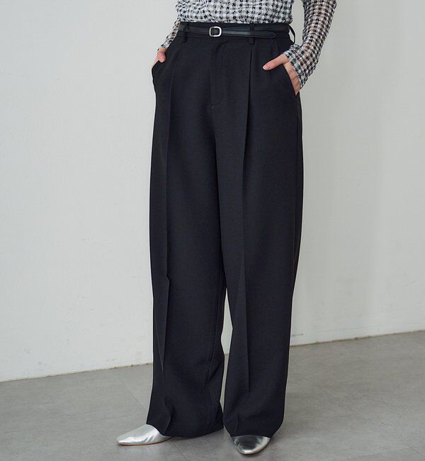  「【セットアップ対応】トロタックワイドパンツ」|チノ|ブラック