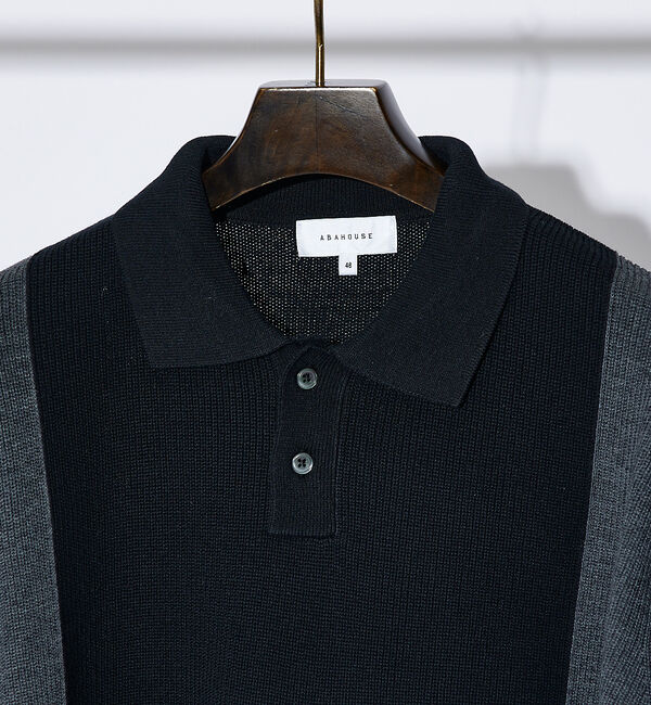 ABAHOUSE「バイカラー  片畦 ニットポロシャツ」|ポロシャツ|