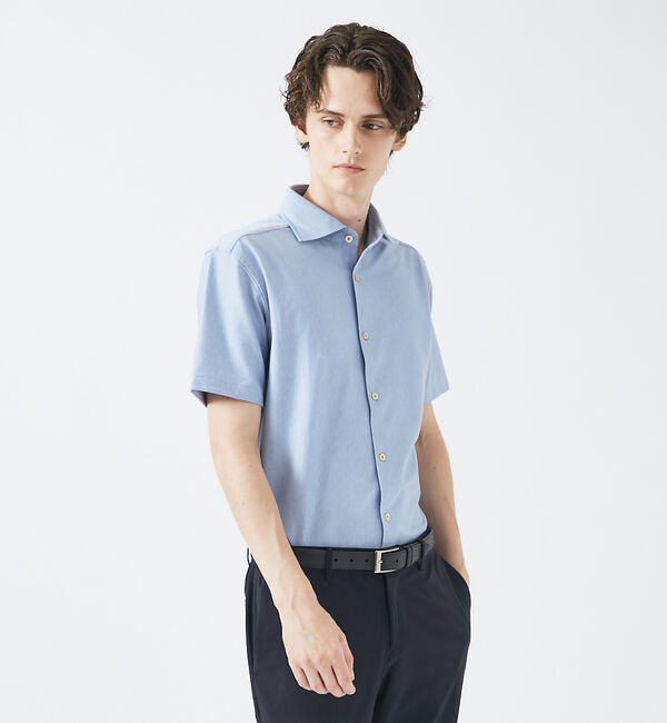 ABAHOUSE「【FLEX】36Gモックロディ【半袖シャツ】」|シャツ・ブラウス|サックスブルー