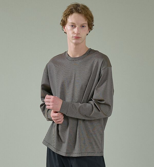 ABAHOUSE「コットンポンチ モダンフィット ボーダーロンT / オーバーサイズ」|Tシャツ・カットソー|ブラック