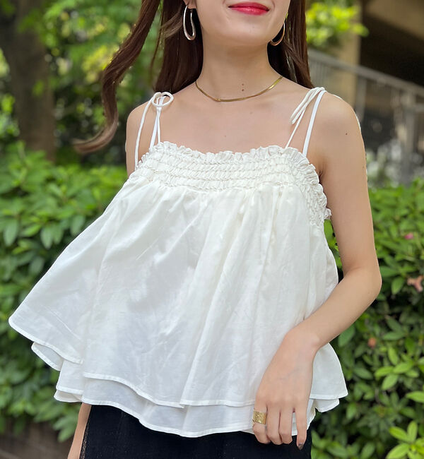 Rouge vif「ボイルスモッキングキャミソール」|キャミソール|