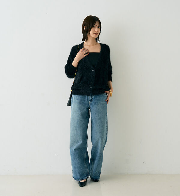 Rouge vif「【2点セット】ファーニットカーデ&times;リブニットキャミ アンサンブル」|カーディガン|