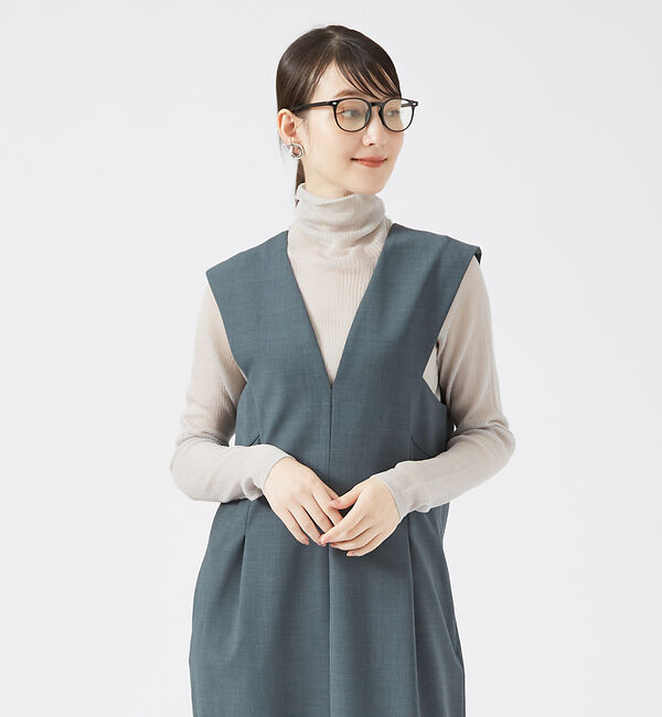 qualite「ウールトロVネックワンピース」|ワンピース|