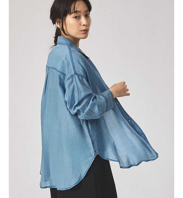 qualite「シアーデニムライクシャツ」|シャツ・ブラウス|サックスブルー