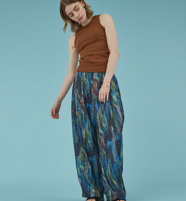 NOMINE「水彩アート ニュアンス柄 タックパンツ」|その他|