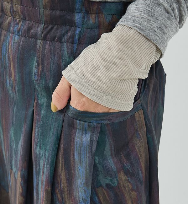 NOMINE「水彩アート ニュアンス柄 タックパンツ」|その他|