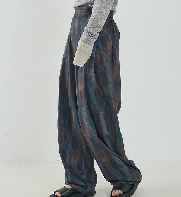 NOMINE「水彩アート ニュアンス柄 タックパンツ」|その他|