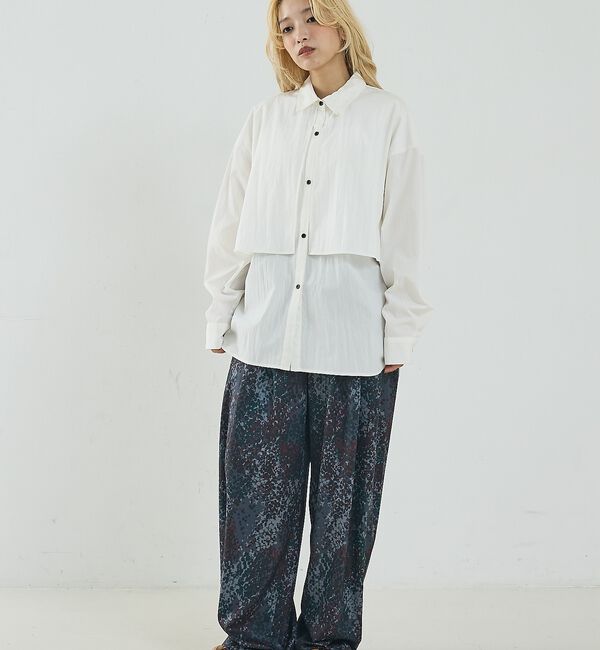 NOMINE「水彩アート ニュアンス柄 タックパンツ」|その他|