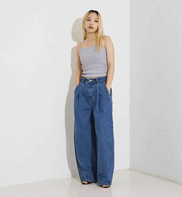 NOMINE「タック ボリューム デニムパンツ」|デニム|