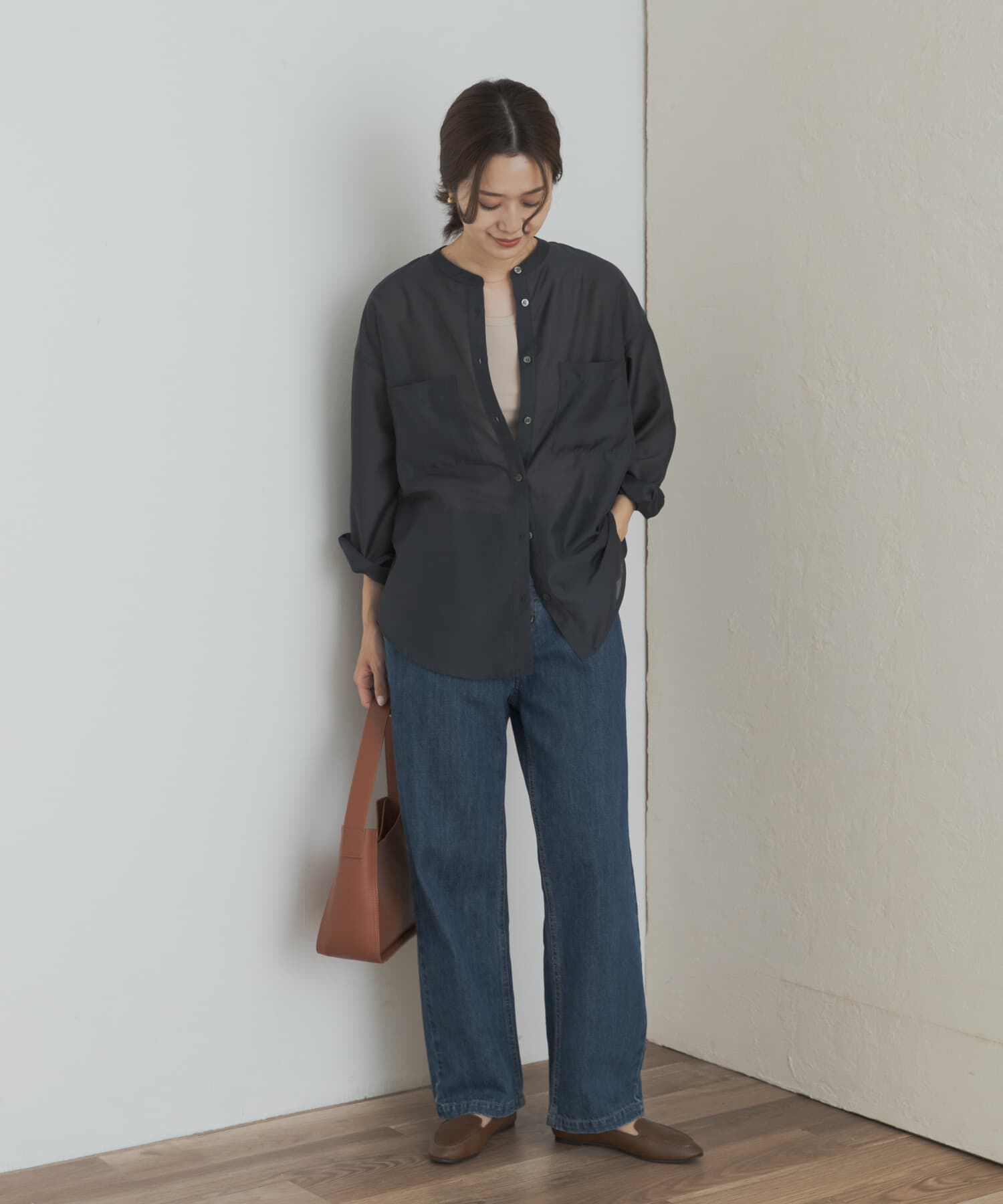 URBAN RESEARCH DOORS「シアーバンドカラーシャツ」|シャツ・ブラウス|