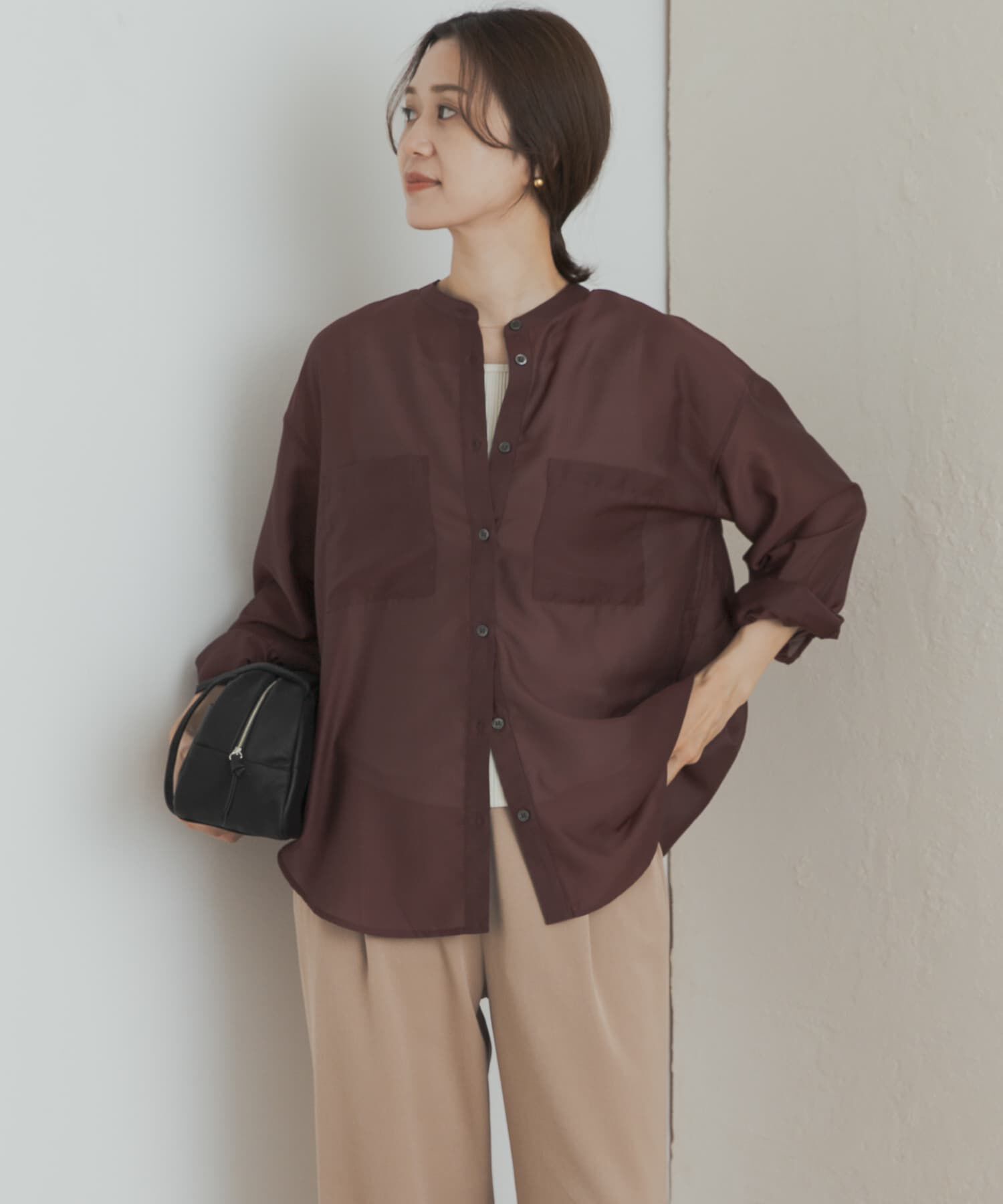 URBAN RESEARCH DOORS「シアーバンドカラーシャツ」|シャツ・ブラウス|