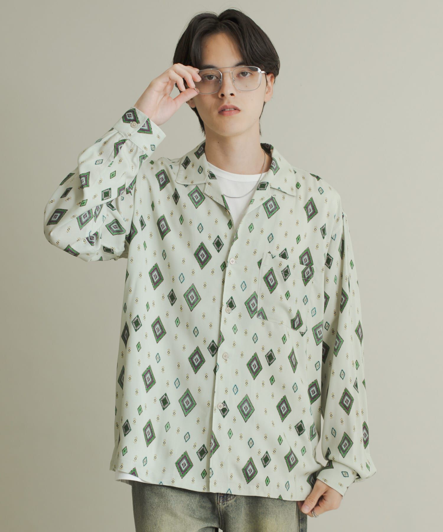 SENSE OF PLACE by URBAN RESEARCH「アソートパターンオープンカラーロングスリーブシャツ」|シャツ・ブラウス|