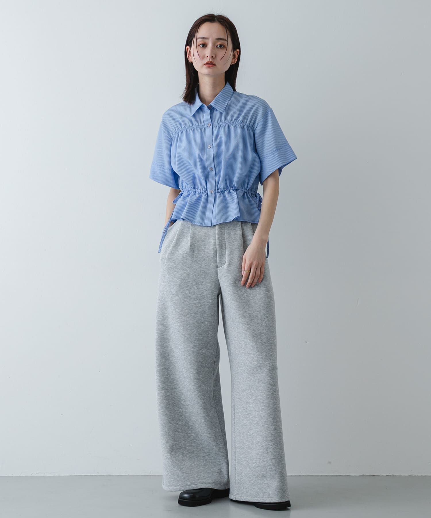 SENSE OF PLACE by URBAN RESEARCH「クロップドペプラムシャーリングシャツ」|シャツ・ブラウス|