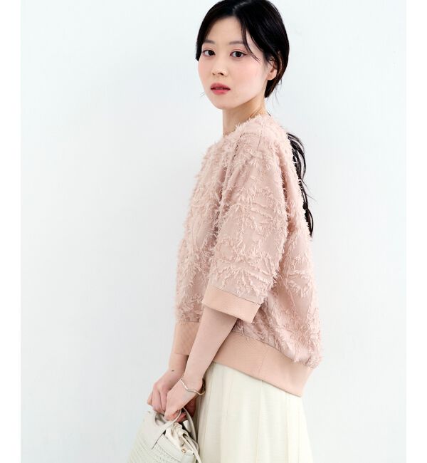  「《WEB限定アイテム》ジャガードクルーネックブラウス」|シャツ・ブラウス|