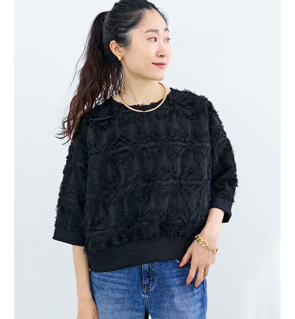  「《WEB限定アイテム》ジャガードクルーネックブラウス」|シャツ・ブラウス|