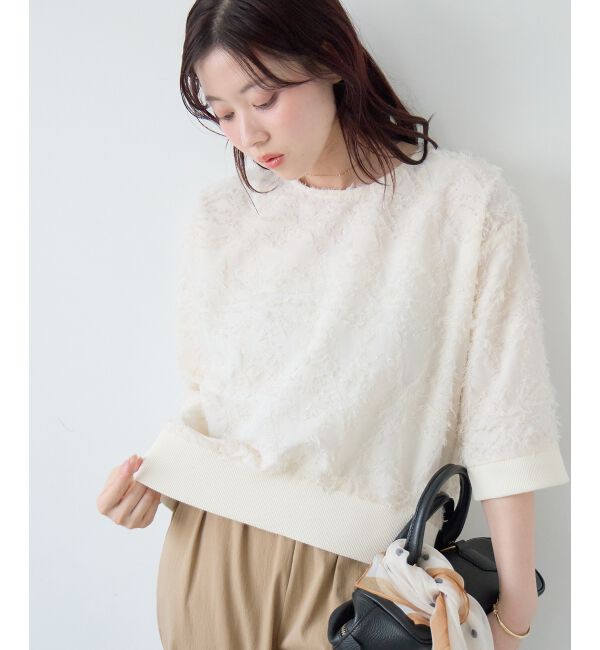  「《WEB限定アイテム》ジャガードクルーネックブラウス」|シャツ・ブラウス|