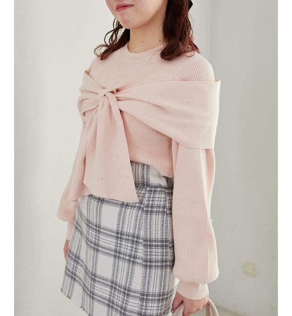 MAJESTICLEGON「リボンビジューニット」|ニット・セーター|