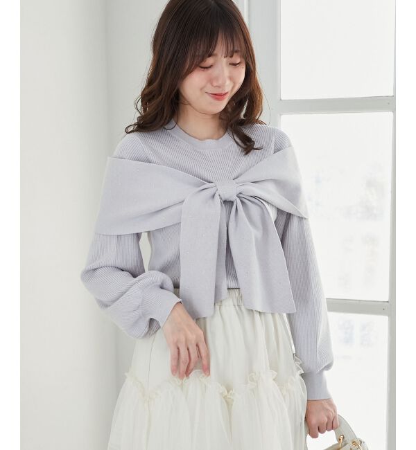 MAJESTICLEGON「リボンビジューニット」|ニット・セーター|