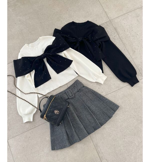 MAJESTICLEGON「リボンビジューニット」|ニット・セーター|