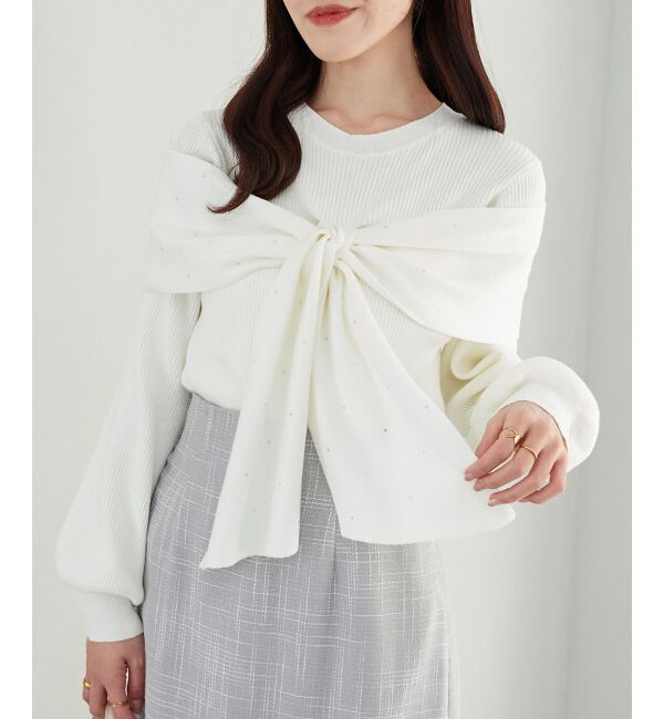 MAJESTICLEGON「リボンビジューニット」|ニット・セーター|