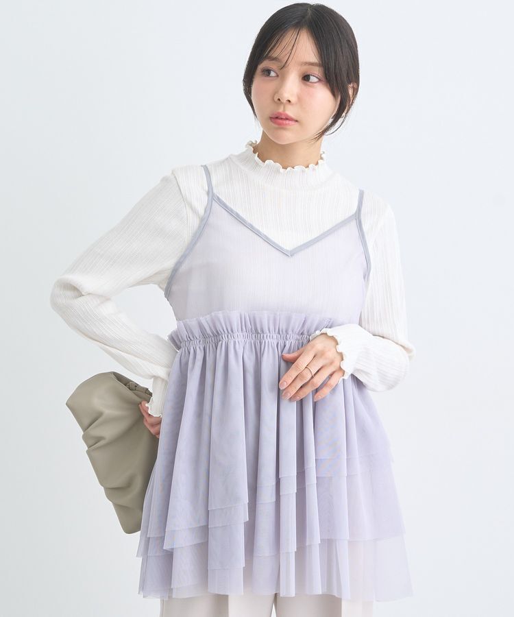 earth music&ecology「チュールティアードチュニック」|チュニック|Light Gray